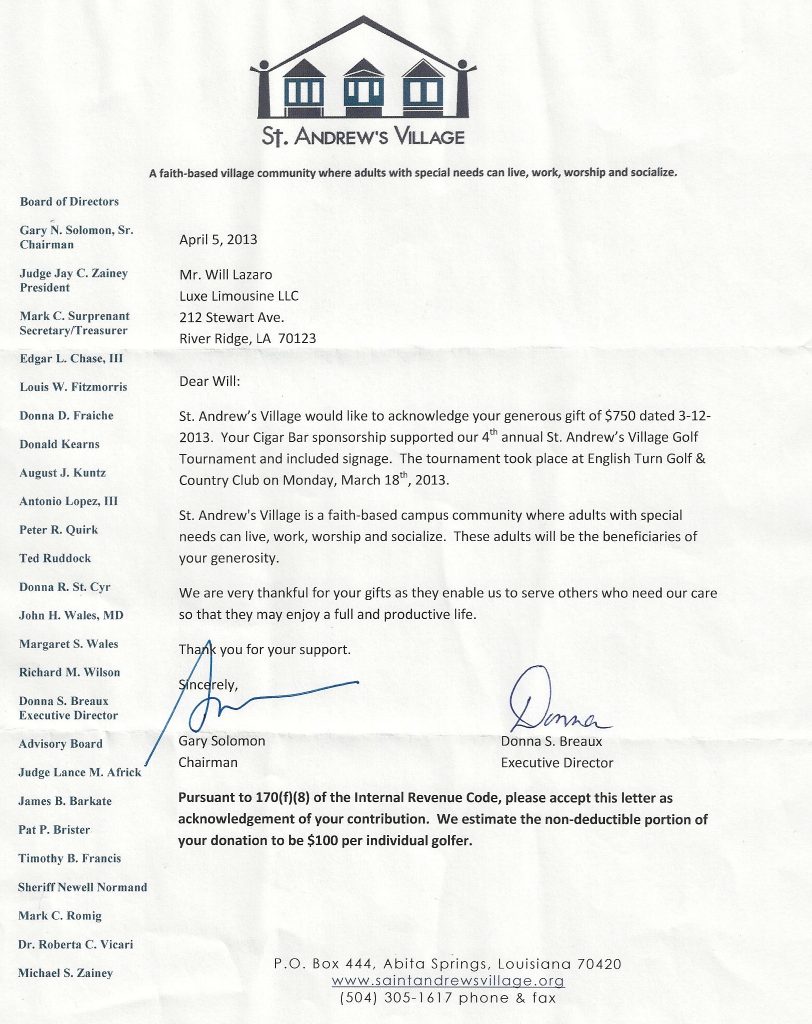 St Andrews Village Letter